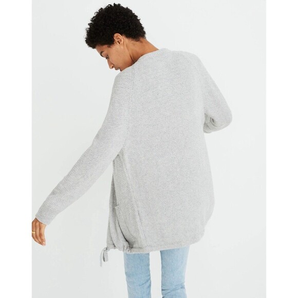 Madewell Palisades Light Gray Longline Cardigan Duster Sweater M Lagenlook Flowy - Picture 4 of 12